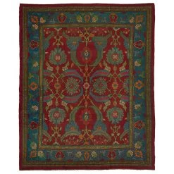 Red And Blue Antique Persian Rug - 12'2" X 14'1"
