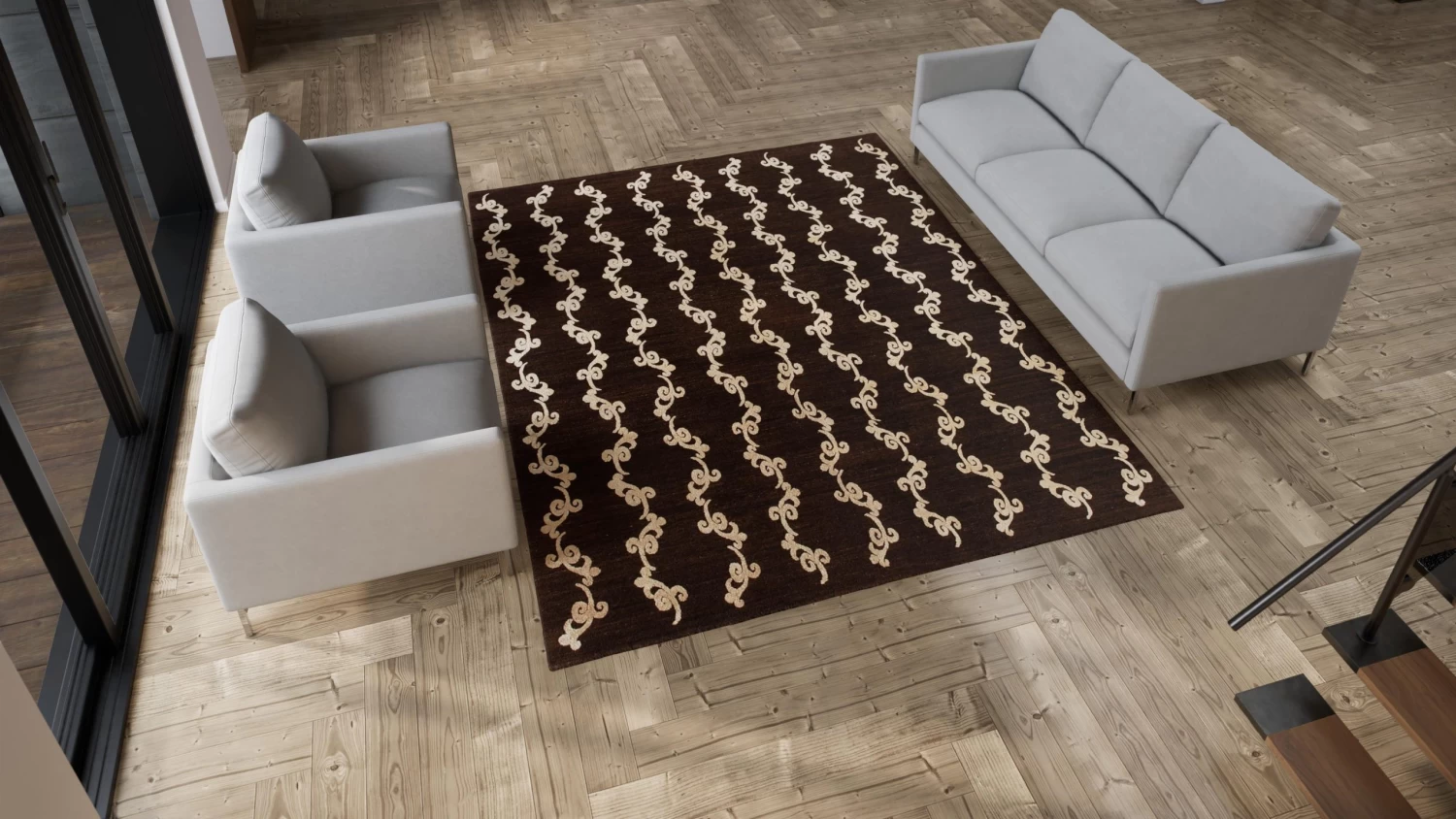 Brown Modern Wool Silk Blend Rug - 8' X 10' 9 Brown Modern Wool Silk Blend Rug - 8' X 10' - Image 7