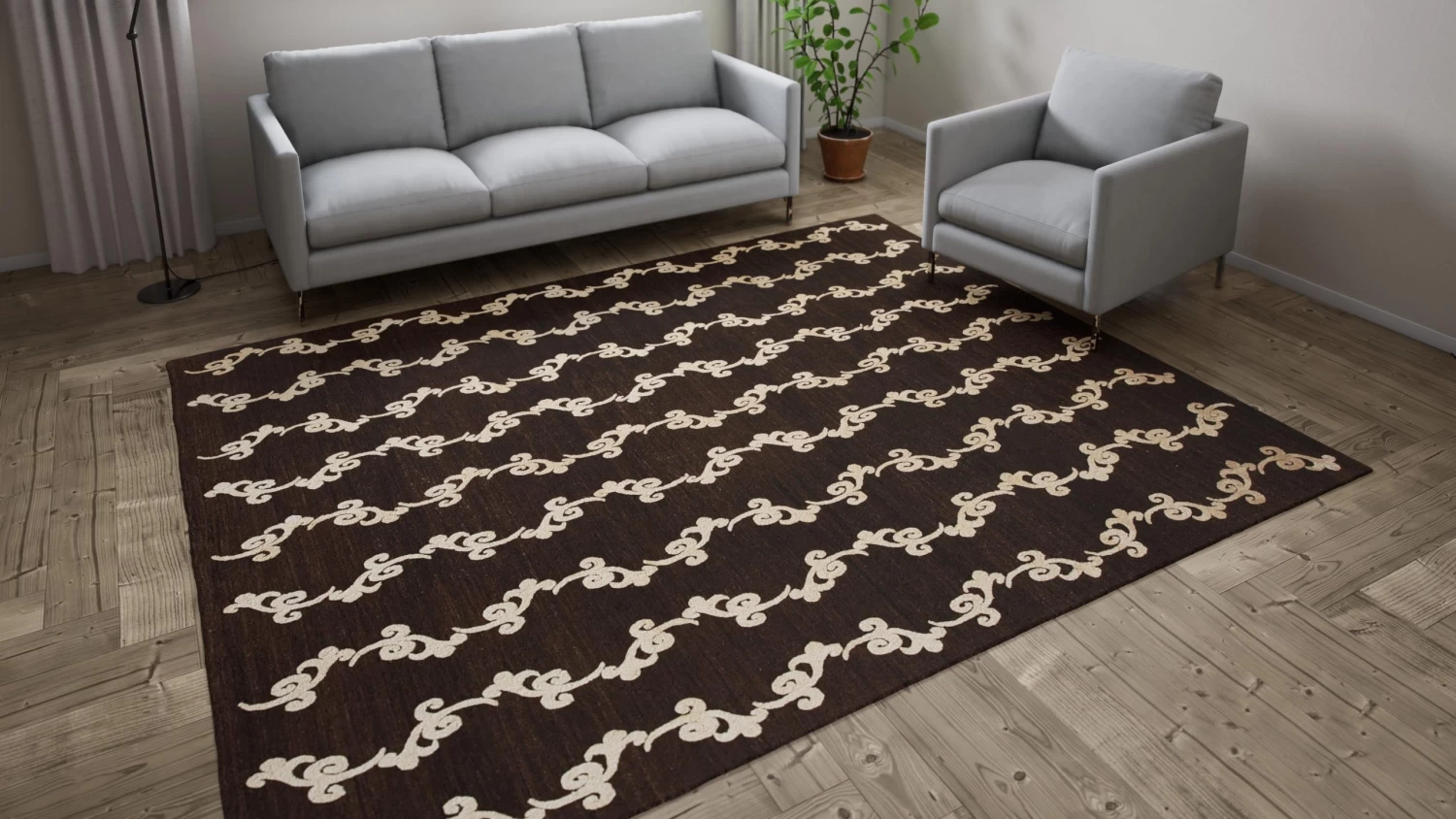 Brown Modern Wool Silk Blend Rug - 8' X 10' 10 Brown Modern Wool Silk Blend Rug - 8' X 10' - Image 8