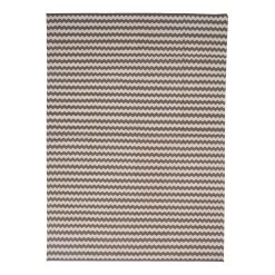Grey And White Chevron Dhurrie Cotton Rug - 10' X 14'9