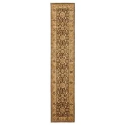Brown Traditional Wool Runner - 4' X 19'10"