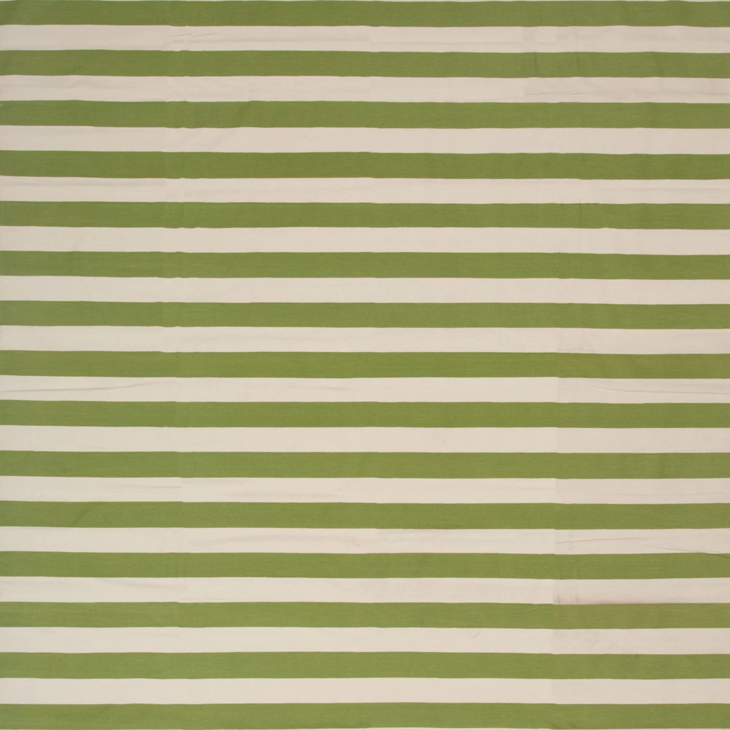 Green And White Striped Dhurrie Cotton Rug - 10' X 14'11" 4 Green And White Striped Dhurrie Cotton Rug - 10' X 14'11" - Image 2