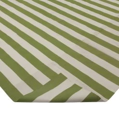 Green And White Striped Dhurrie Cotton Rug - 10' X 14'11" 10 Green And White Striped Dhurrie Cotton Rug - 10' X 14'11" -Home Comprehensive Shop 1164284 4