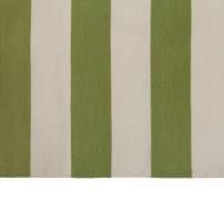 Green And White Striped Dhurrie Cotton Rug - 10' X 14'11" 11 Green And White Striped Dhurrie Cotton Rug - 10' X 14'11" -Home Comprehensive Shop 1164284 5