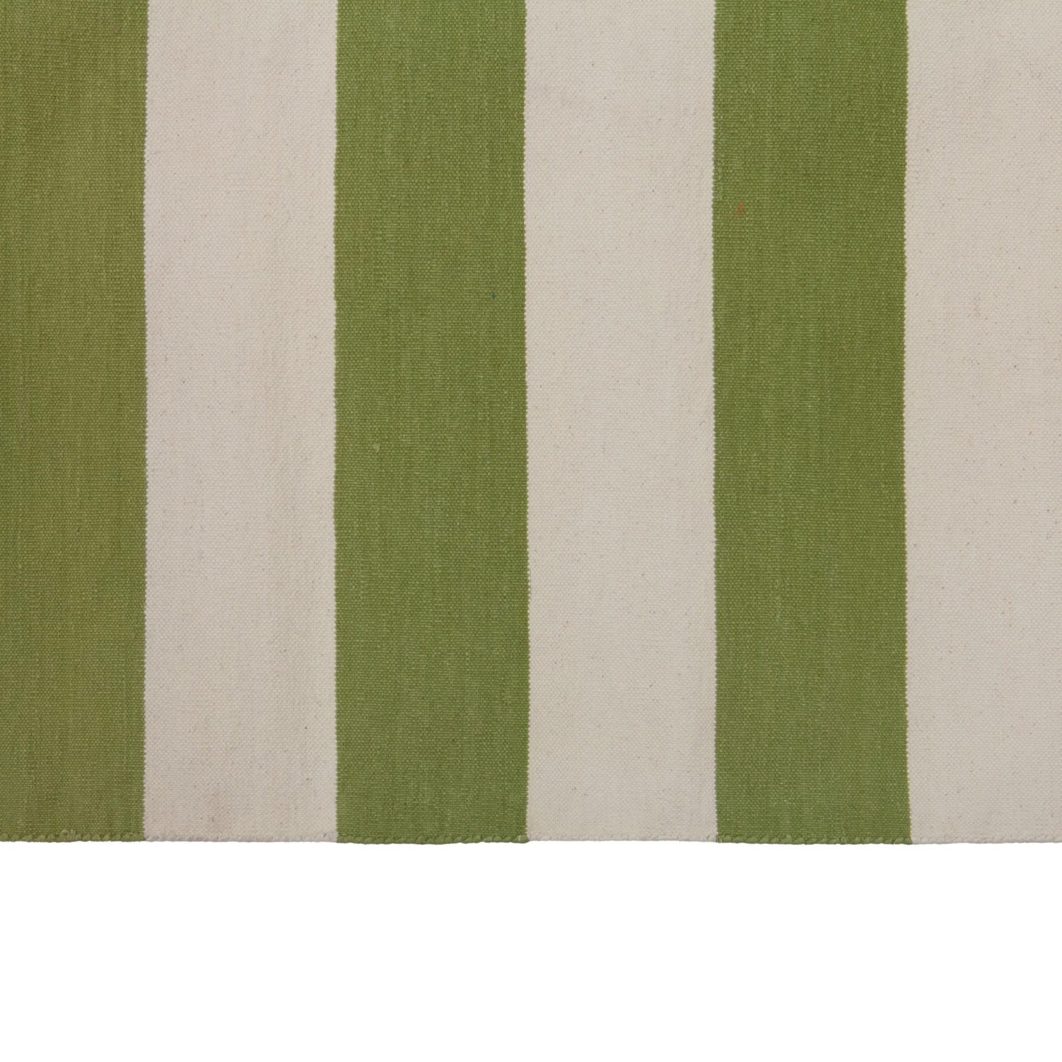 Green And White Striped Dhurrie Cotton Rug - 10' X 14'11" 7 Green And White Striped Dhurrie Cotton Rug - 10' X 14'11" - Image 5
