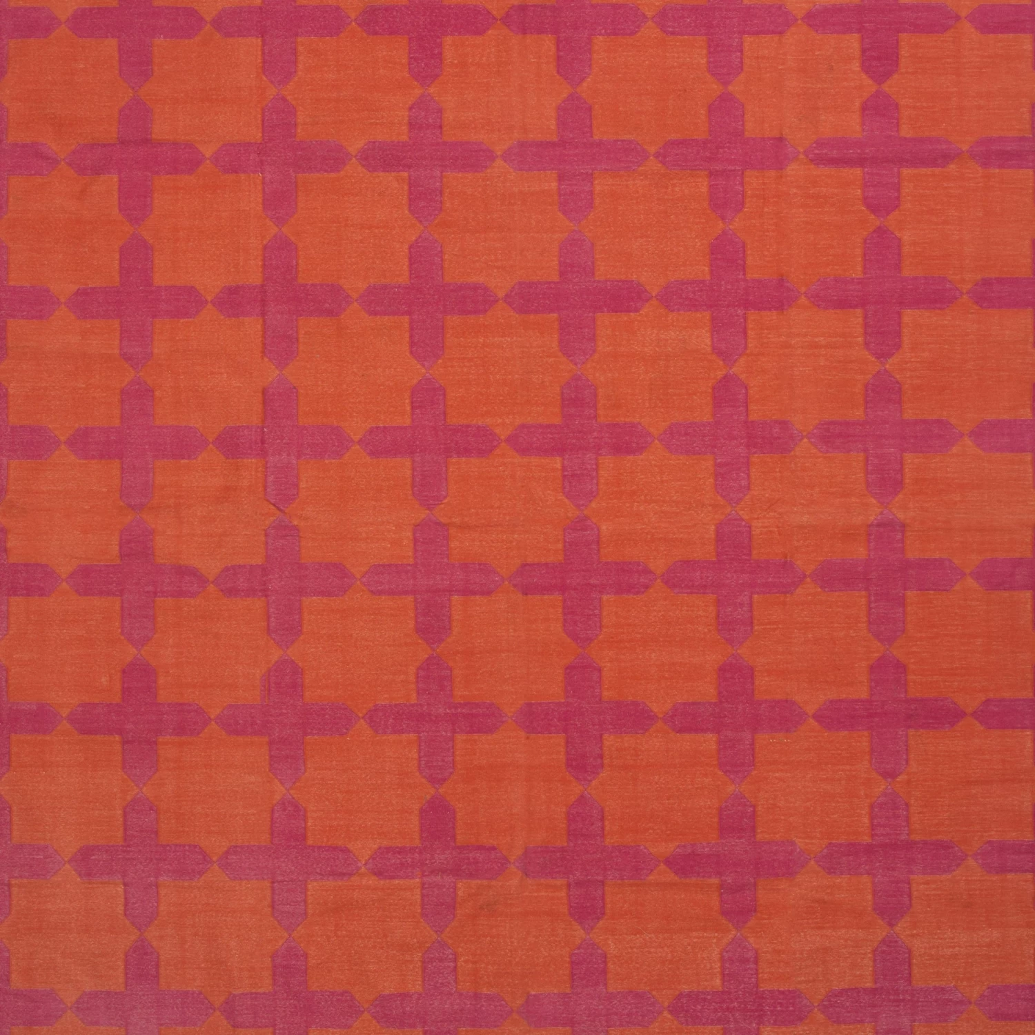 Orange And Pink Geometric Cotton Rug - 9'6" X 13'6" 4 Orange And Pink Geometric Cotton Rug - 9'6" X 13'6" - Image 2
