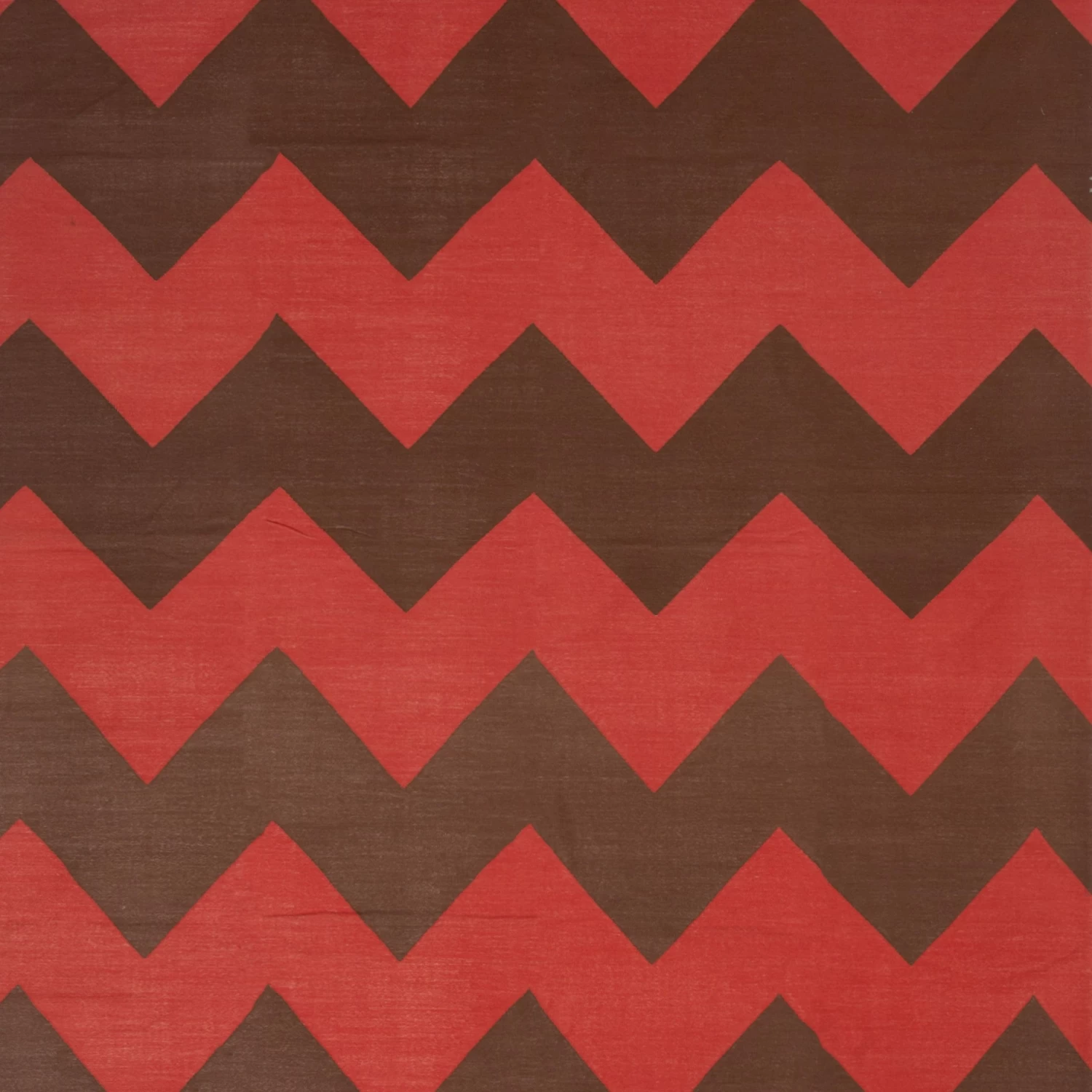 Red And Brown Chevron Dhurrie Cotton Rug - 10' X 14'6" 4 Red And Brown Chevron Dhurrie Cotton Rug - 10' X 14'6" - Image 2