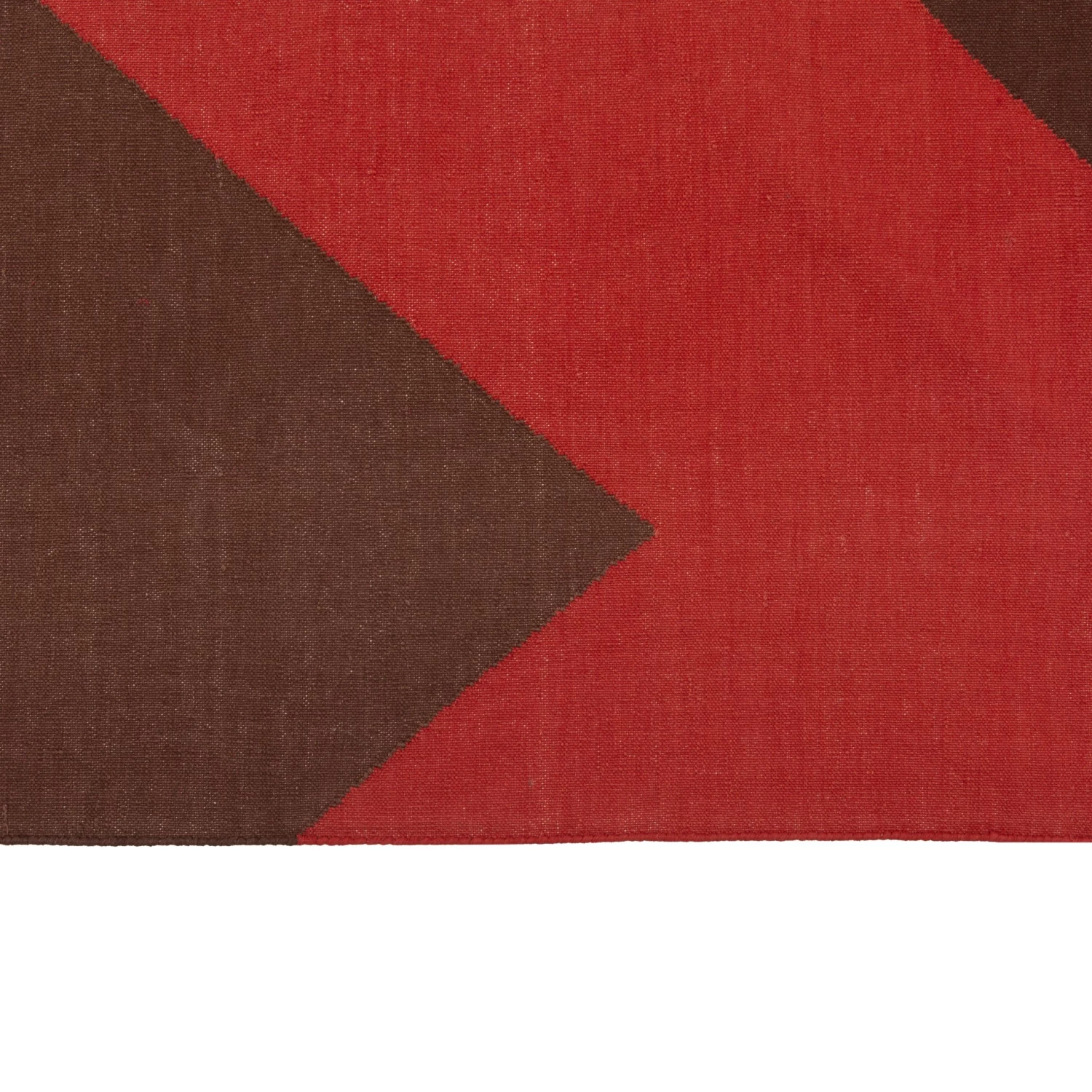Red And Brown Chevron Dhurrie Cotton Rug - 10' X 14'6" 7 Red And Brown Chevron Dhurrie Cotton Rug - 10' X 14'6" - Image 5