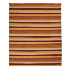Multicolored Striped Flatweave Wool Rug - 11'7" X 13'10"
