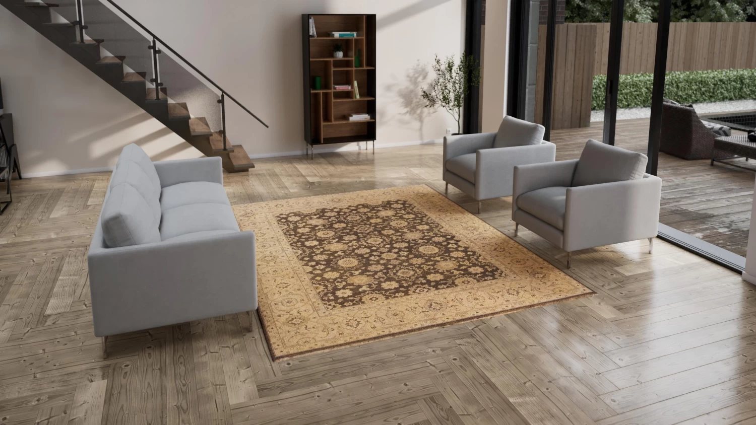 Brown Traditional Wool Rug - 8' X 10' 7 Brown Traditional Wool Rug - 8' X 10' - Image 5