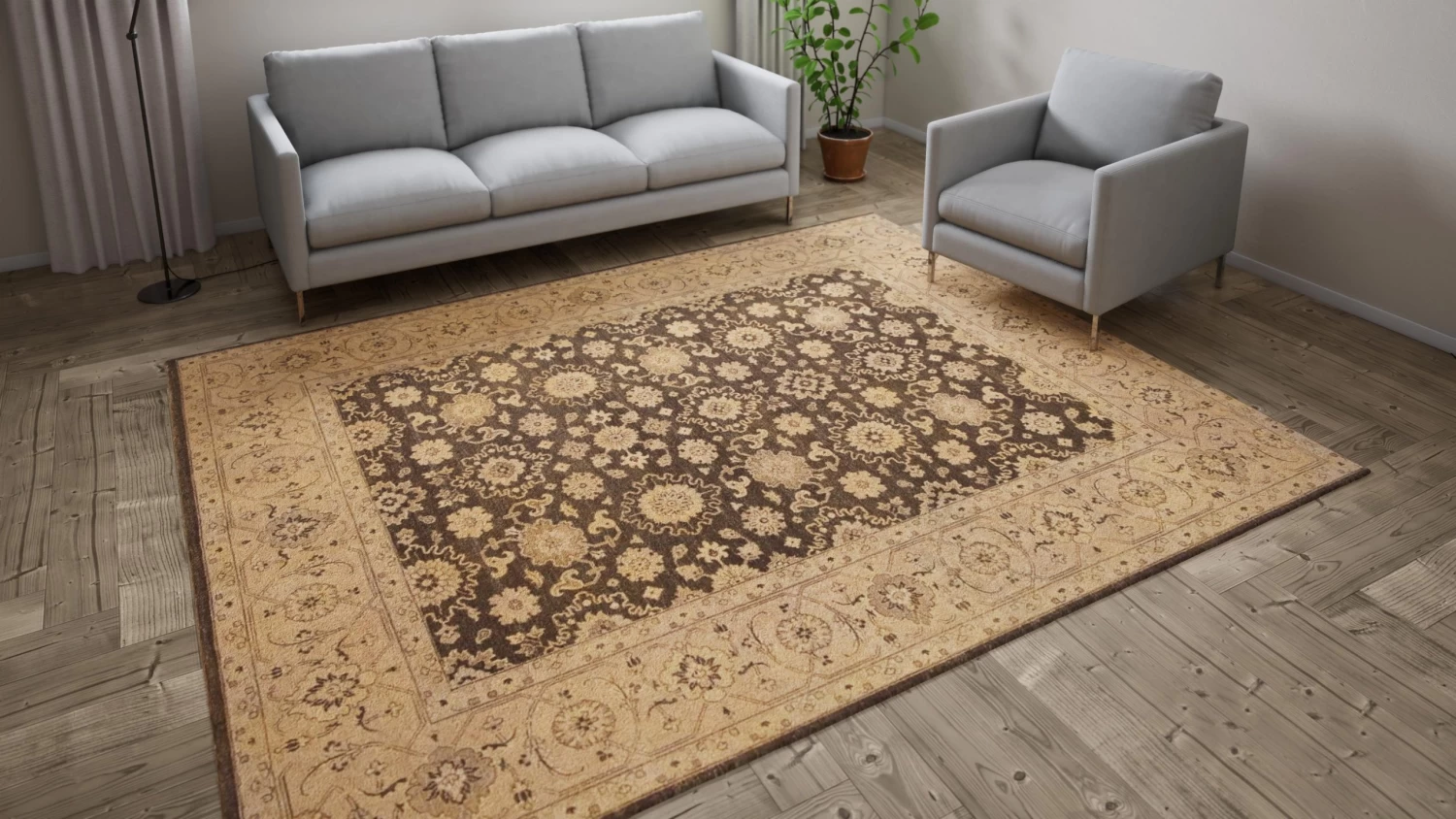 Brown Traditional Wool Rug - 8' X 10' 9 Brown Traditional Wool Rug - 8' X 10' - Image 7