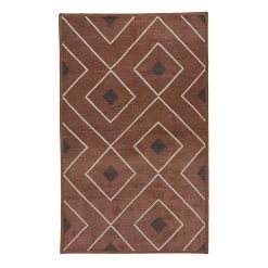 Brown And White Flatweave Chenille Rug - 3'6" X 5'6"
