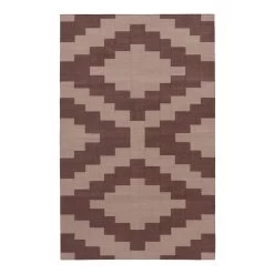 Brown Geometric Flatweave Cotton Rug - 3'6" X 5'6"
