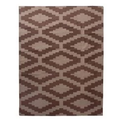 Cream And Brown Flatweave Cotton Rug - 8'1" X 11'1"
