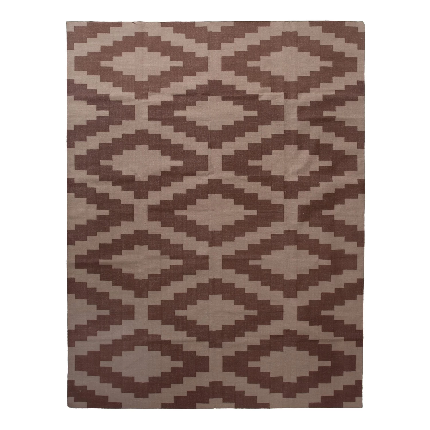 Cream And Brown Flatweave Cotton Rug - 8'1" X 11'1" 3 Cream And Brown Flatweave Cotton Rug - 8'1" X 11'1"