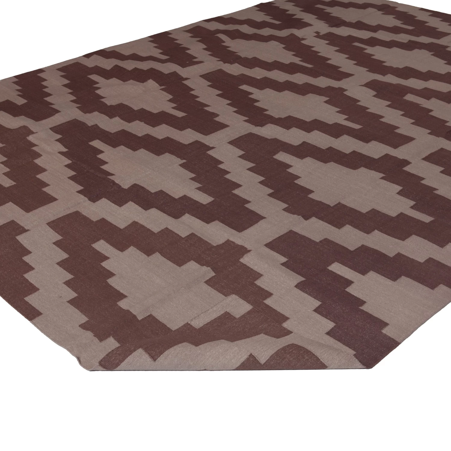 Cream And Brown Flatweave Cotton Rug - 8'1" X 11'1" 6 Cream And Brown Flatweave Cotton Rug - 8'1" X 11'1" - Image 4