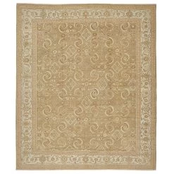 Beige Vintage Traditional Wool Rug - 12'5" X 14'1"