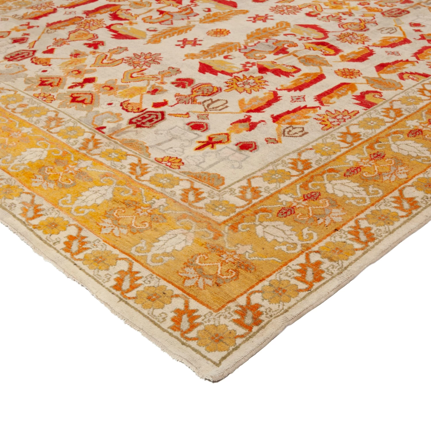 Yellow Antique Wool Rug - 11'8" X 15'1" 5 Yellow Antique Wool Rug - 11'8" X 15'1" - Image 3