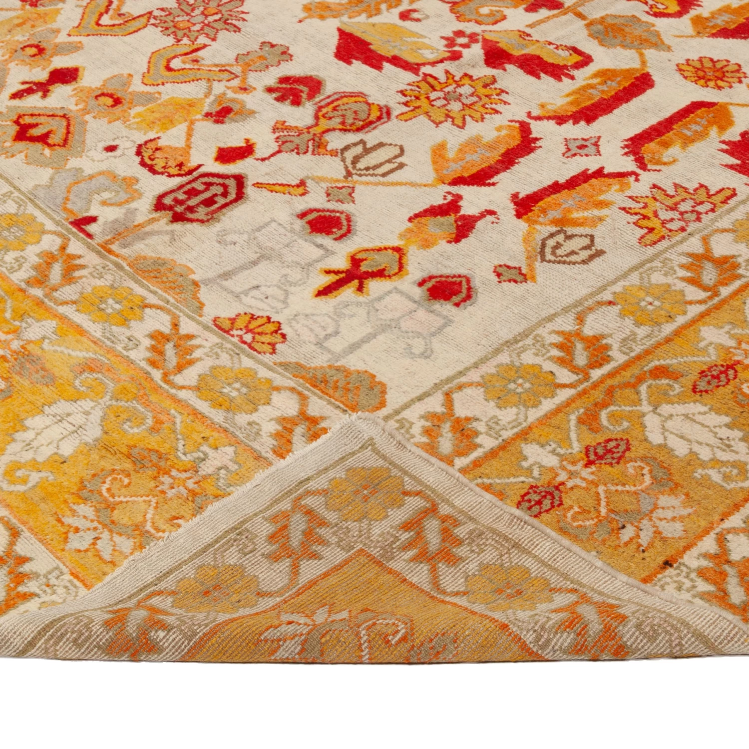 Yellow Antique Wool Rug - 11'8" X 15'1" 6 Yellow Antique Wool Rug - 11'8" X 15'1" - Image 4