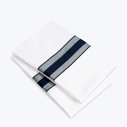 Dimora Sheets & Pillowcases, White/Midnight Blue -Home Comprehensive Shop 1454343 1