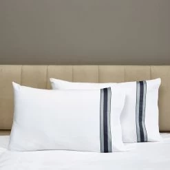 Dimora Sheets & Pillowcases, White/Midnight Blue -Home Comprehensive Shop 1454343 2