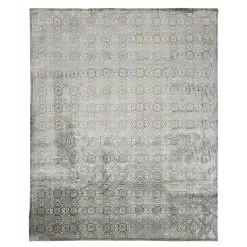 Grey Geometric Transitional Wool Rug - 12' X 15'