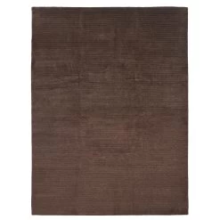 Brown Textured Wool Silk Blend Rug - 8'11" X 11'11"