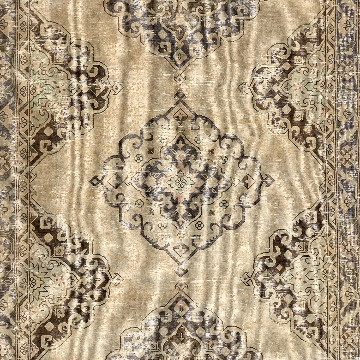 Beige Vintage Wool Rug - 4'8" X 12'10" 4 Beige Vintage Wool Rug - 4'8" X 12'10" - Image 2