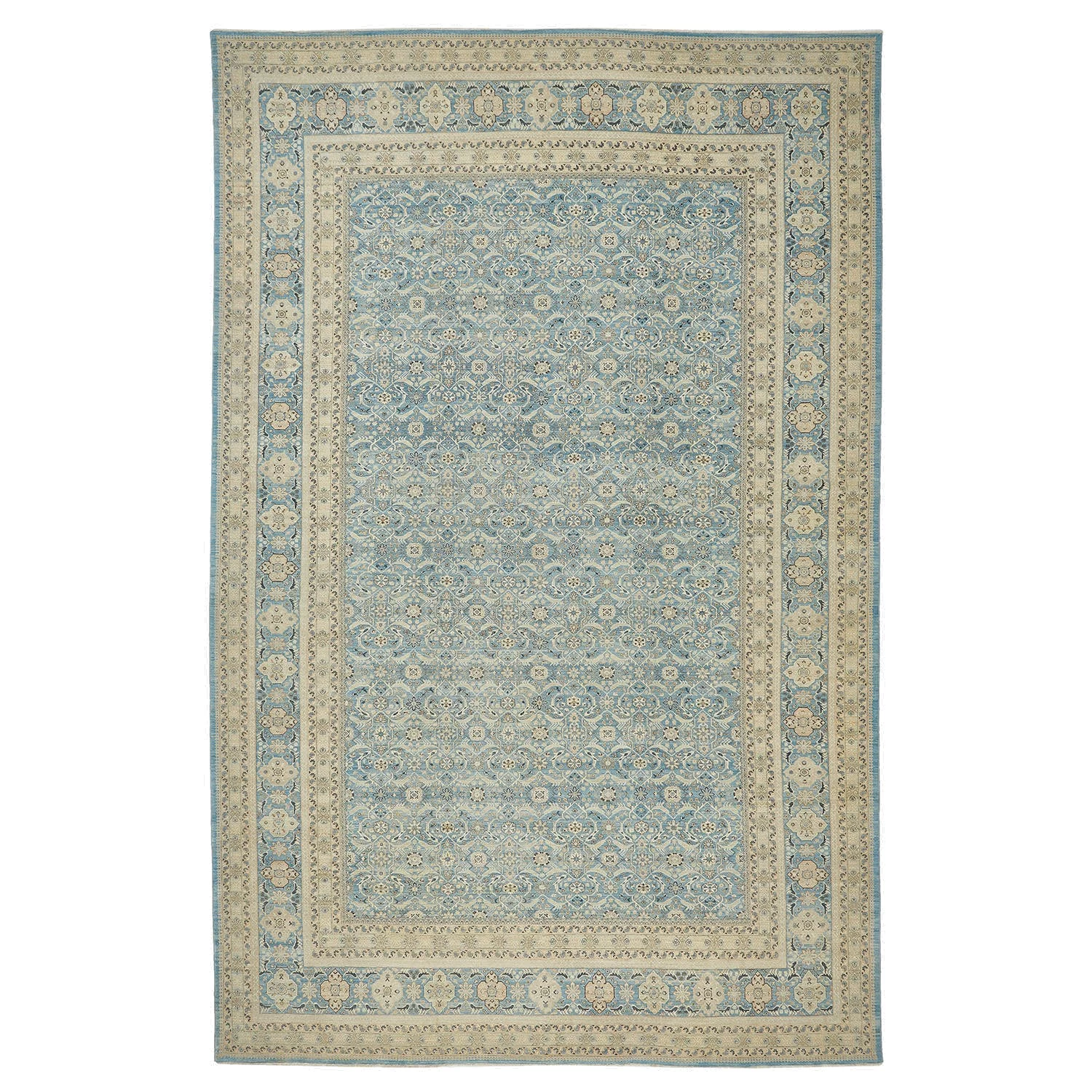 Blue Traditional Wool Rug - 11'7" X 18'2" 3 Blue Traditional Wool Rug - 11'7" X 18'2"