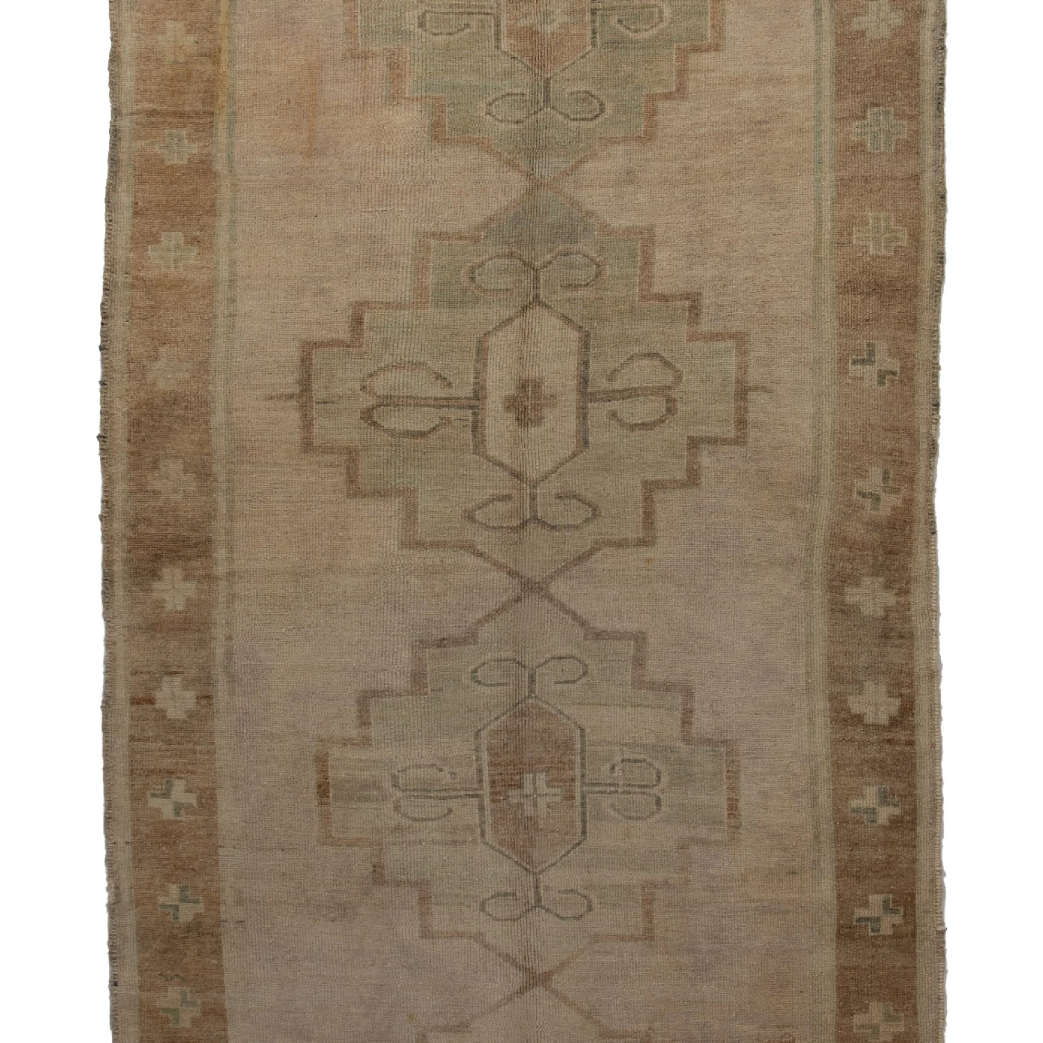 Beige Vintage Traditional Wool Runner - 5'2" X 15'6" 4 Beige Vintage Traditional Wool Runner - 5'2" X 15'6" - Image 2
