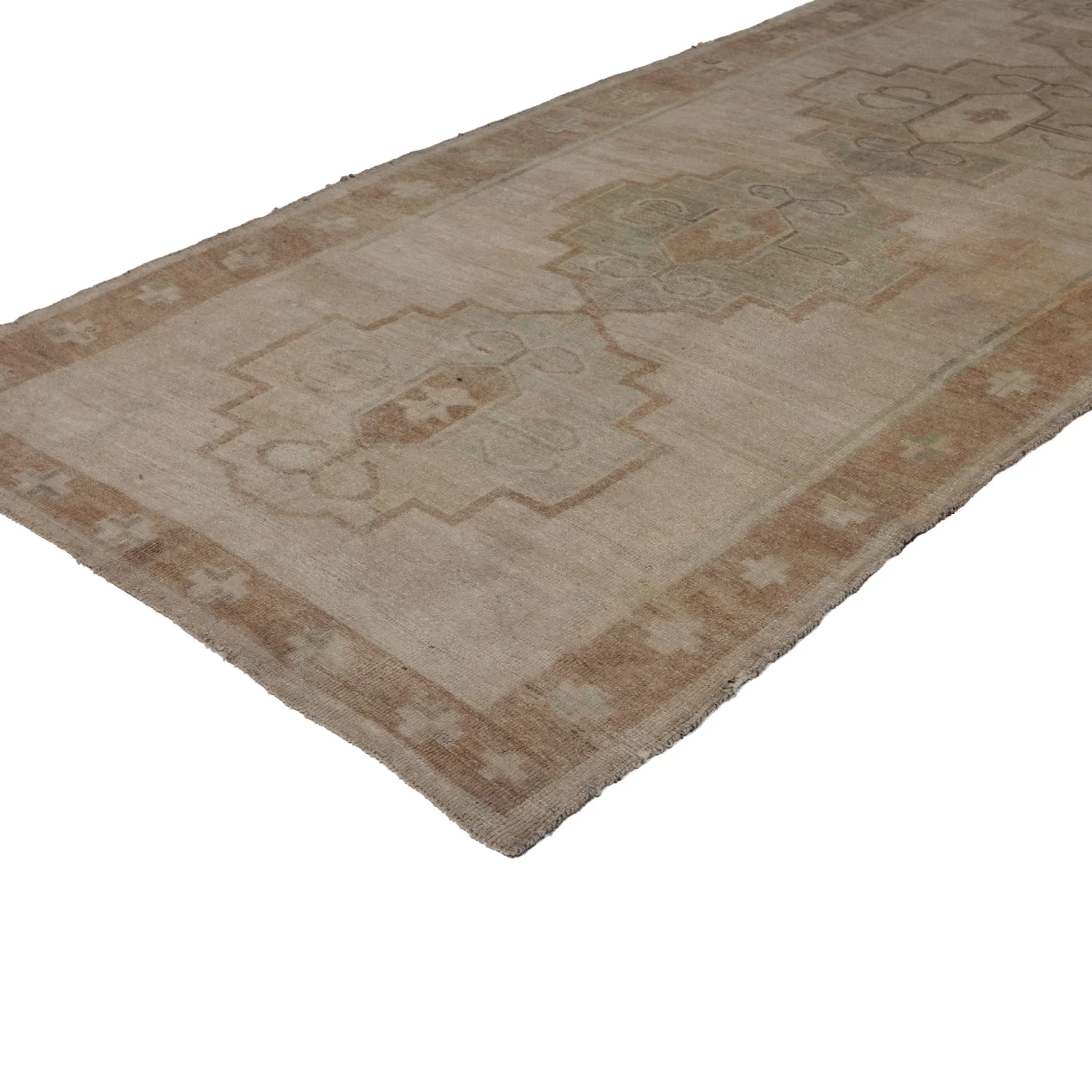 Beige Vintage Traditional Wool Runner - 5'2" X 15'6" 6 Beige Vintage Traditional Wool Runner - 5'2" X 15'6" - Image 4