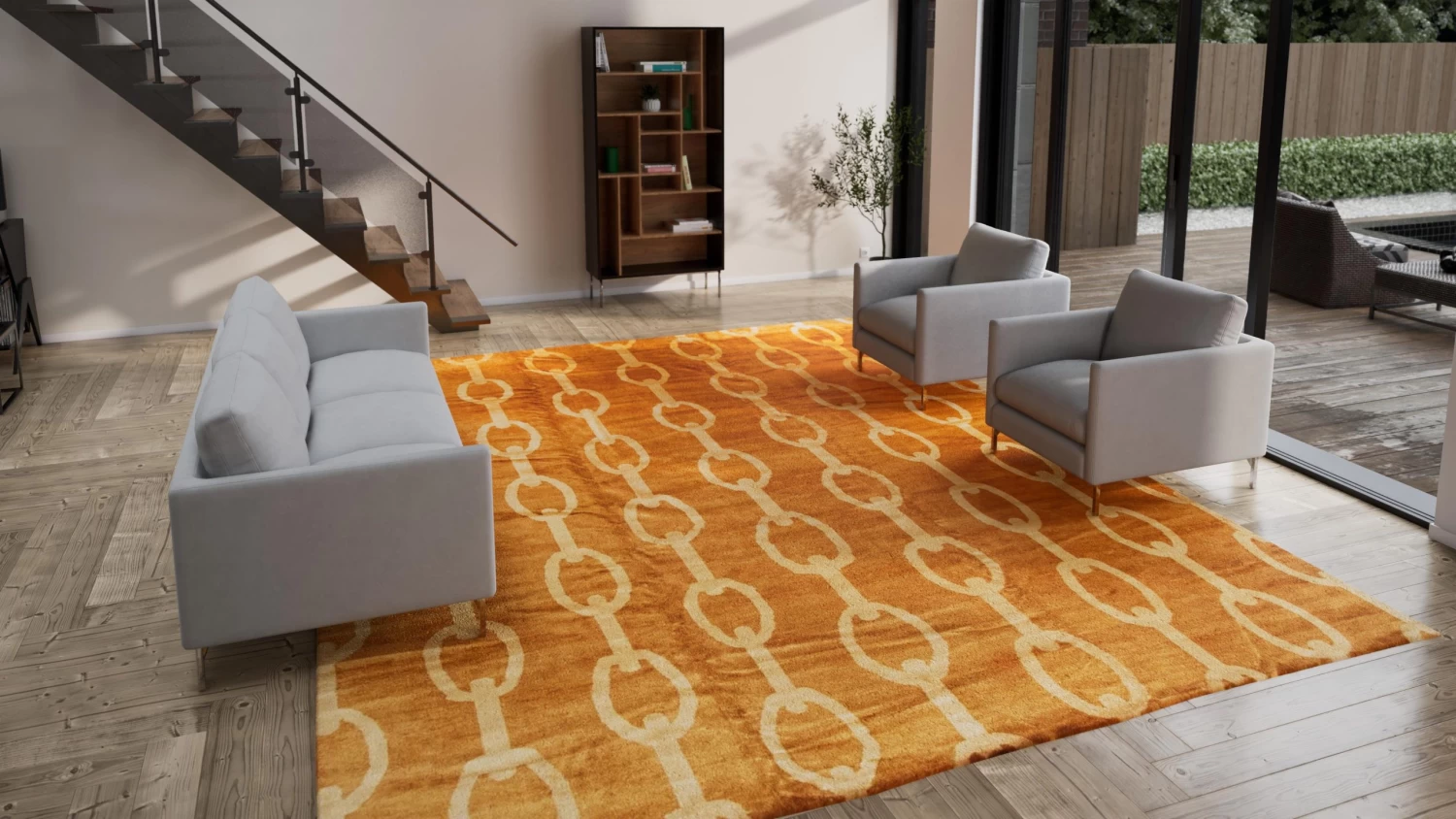 Orange Transitional Wool Rug - 12' X 15' 5 Orange Transitional Wool Rug - 12' X 15' - Image 3