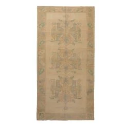 Beige Vintage Traditional Wool Rug - 5'8" X 11'1"