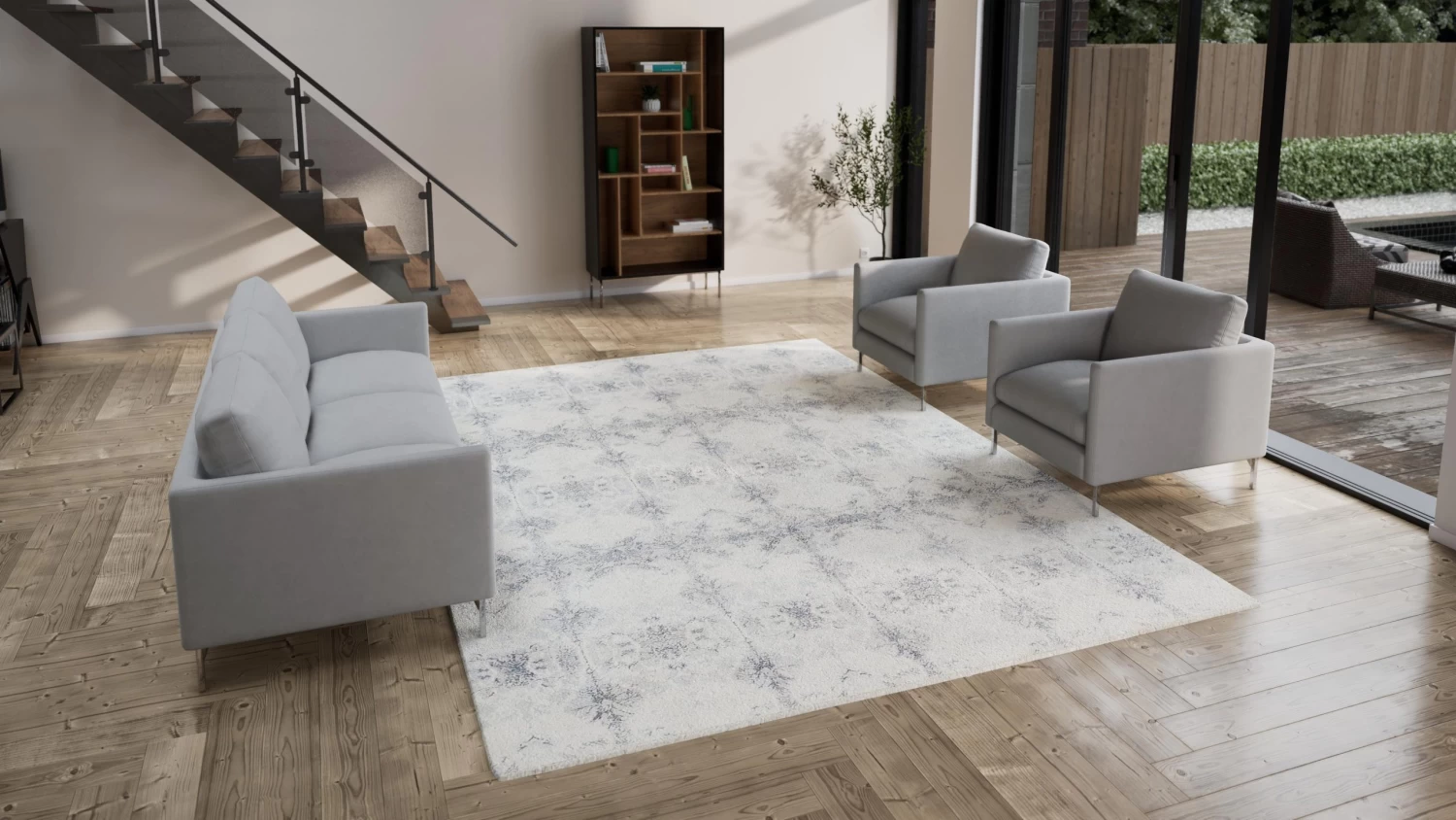 White Modern Wool Rug - 9'1" X 12'4" 4 White Modern Wool Rug - 9'1" X 12'4" - Image 2