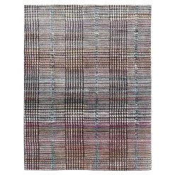 Multicolored Modern Wool Silk Blend Rug - 8'11" X 11'7"