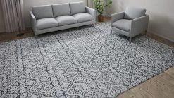 Blue Transitional Wool Silk Blend Rug - 10'1" X 14'1" 13 Blue Transitional Wool Silk Blend Rug - 10'1" X 14'1" -Home Comprehensive Shop 1534402 3