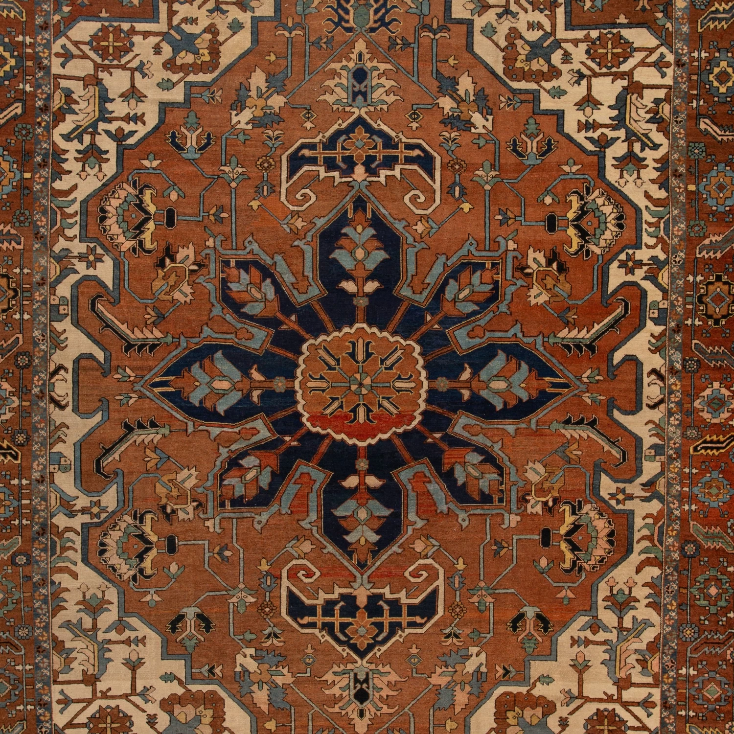 Brown Vintage Wool Heriz Persian Rug - 10'8" X 13'6" 4 Brown Vintage Wool Heriz Persian Rug - 10'8" X 13'6" - Image 2