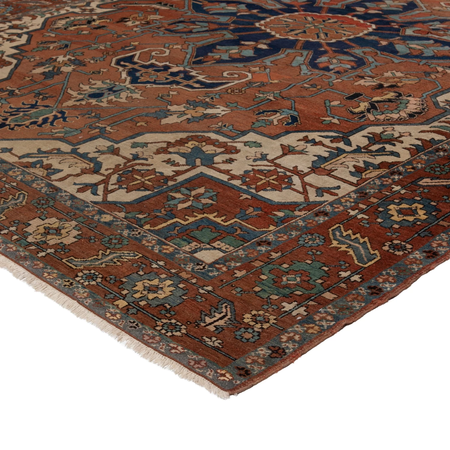 Brown Vintage Wool Heriz Persian Rug - 10'8" X 13'6" 5 Brown Vintage Wool Heriz Persian Rug - 10'8" X 13'6" - Image 3