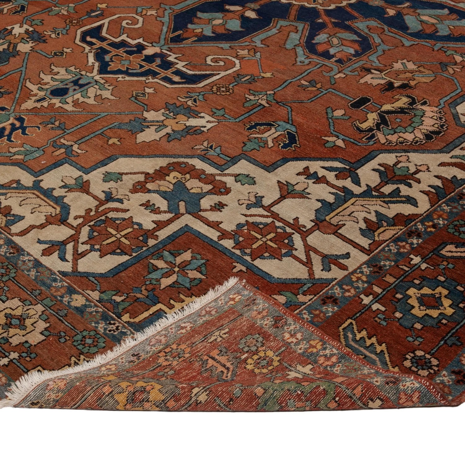 Brown Vintage Wool Heriz Persian Rug - 10'8" X 13'6" 6 Brown Vintage Wool Heriz Persian Rug - 10'8" X 13'6" - Image 4