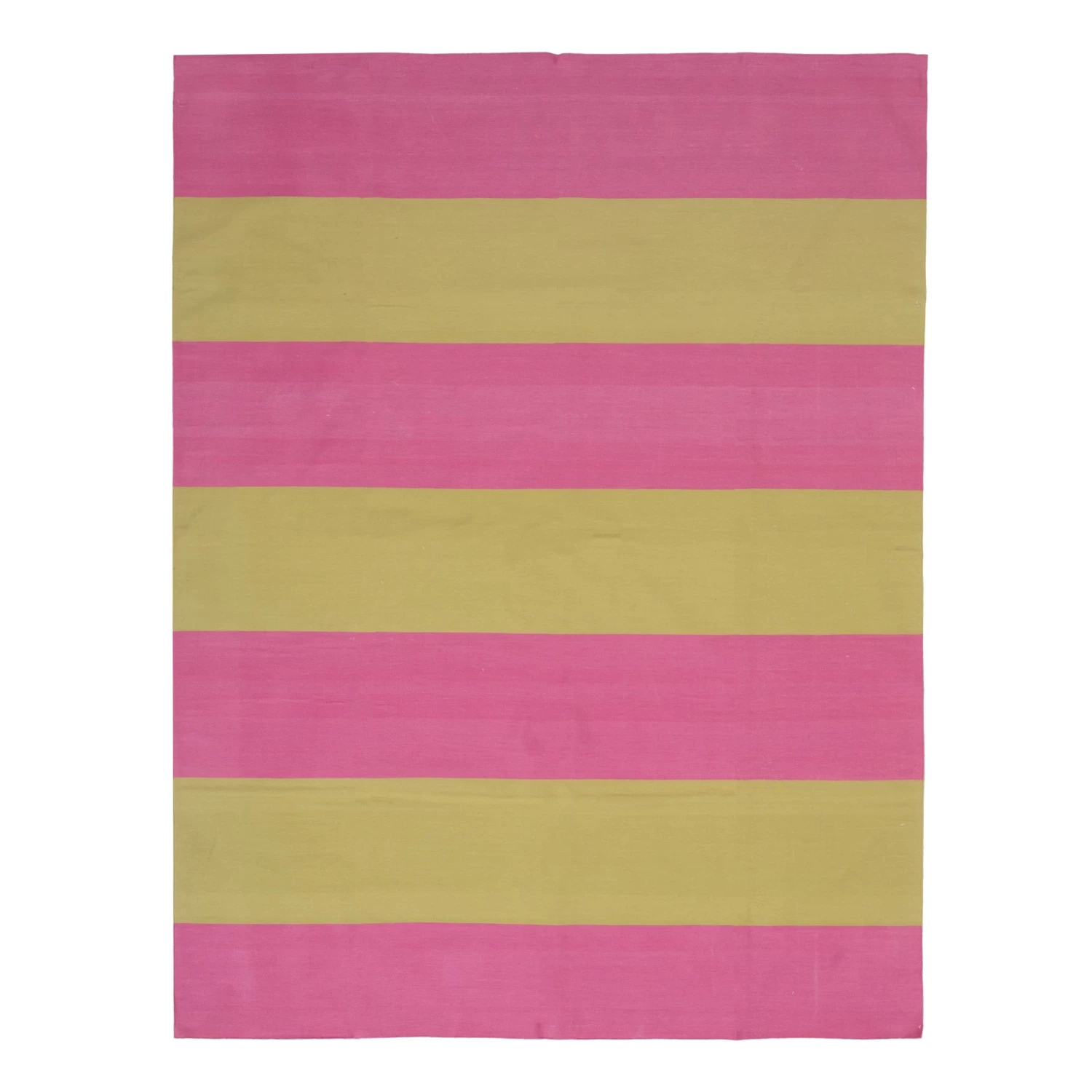 Pink And Yellow Striped Flatweave Cotton Rug - 7'10" X 9'10" 3 Pink And Yellow Striped Flatweave Cotton Rug - 7'10" X 9'10"