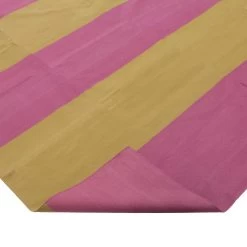 Pink And Yellow Striped Flatweave Cotton Rug - 7'10" X 9'10" 10 Pink And Yellow Striped Flatweave Cotton Rug - 7'10" X 9'10" -Home Comprehensive Shop 1537696 4