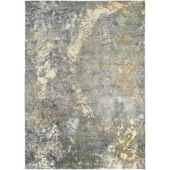 Grey Modern Wool Silk Blend Rug - 10' X 14'