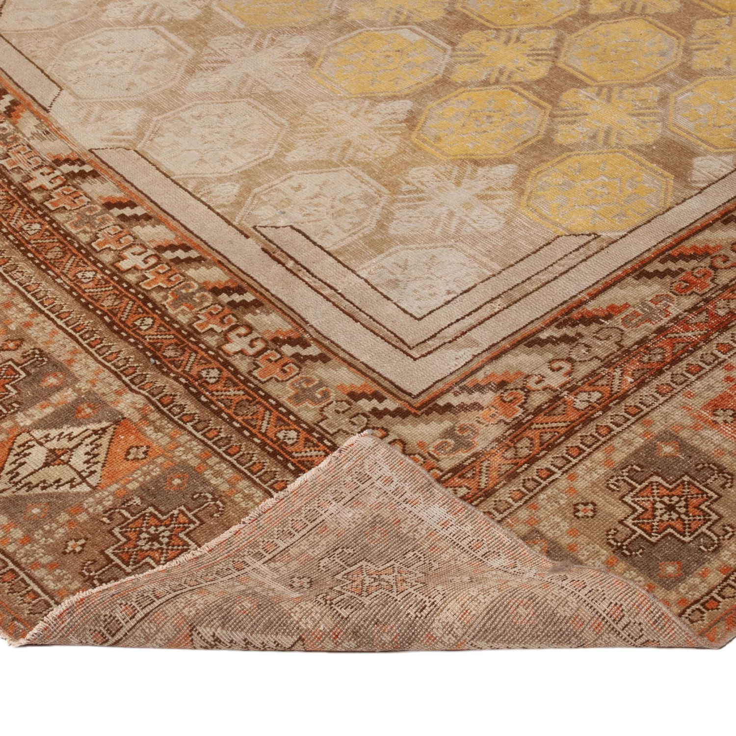 Brown Vintage Traditional Kothan Wool Rug - 8'9" X 17'7" 6 Brown Vintage Traditional Kothan Wool Rug - 8'9" X 17'7" - Image 4