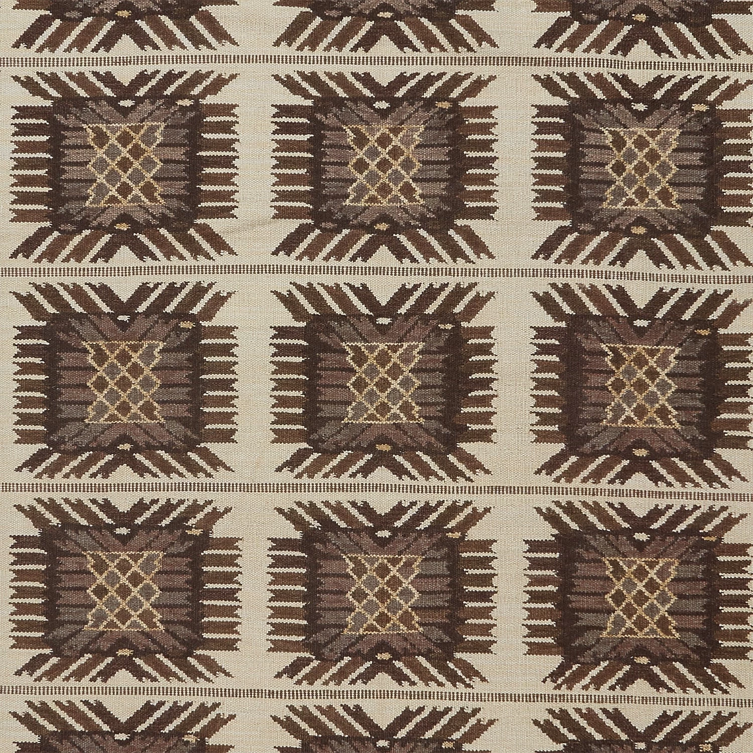Brown Swedish Flatweave Wool Rug - 12' X 18' 5 Brown Swedish Flatweave Wool Rug - 12' X 18' - Image 3