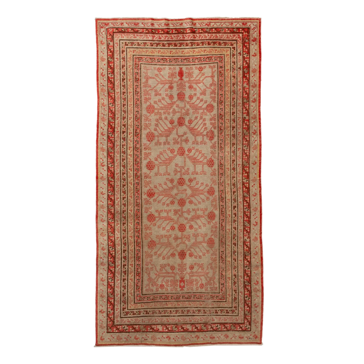 Orange Vintage Traditional Wool Rug - 4'4" X 9' 3 Orange Vintage Traditional Wool Rug - 4'4" X 9'