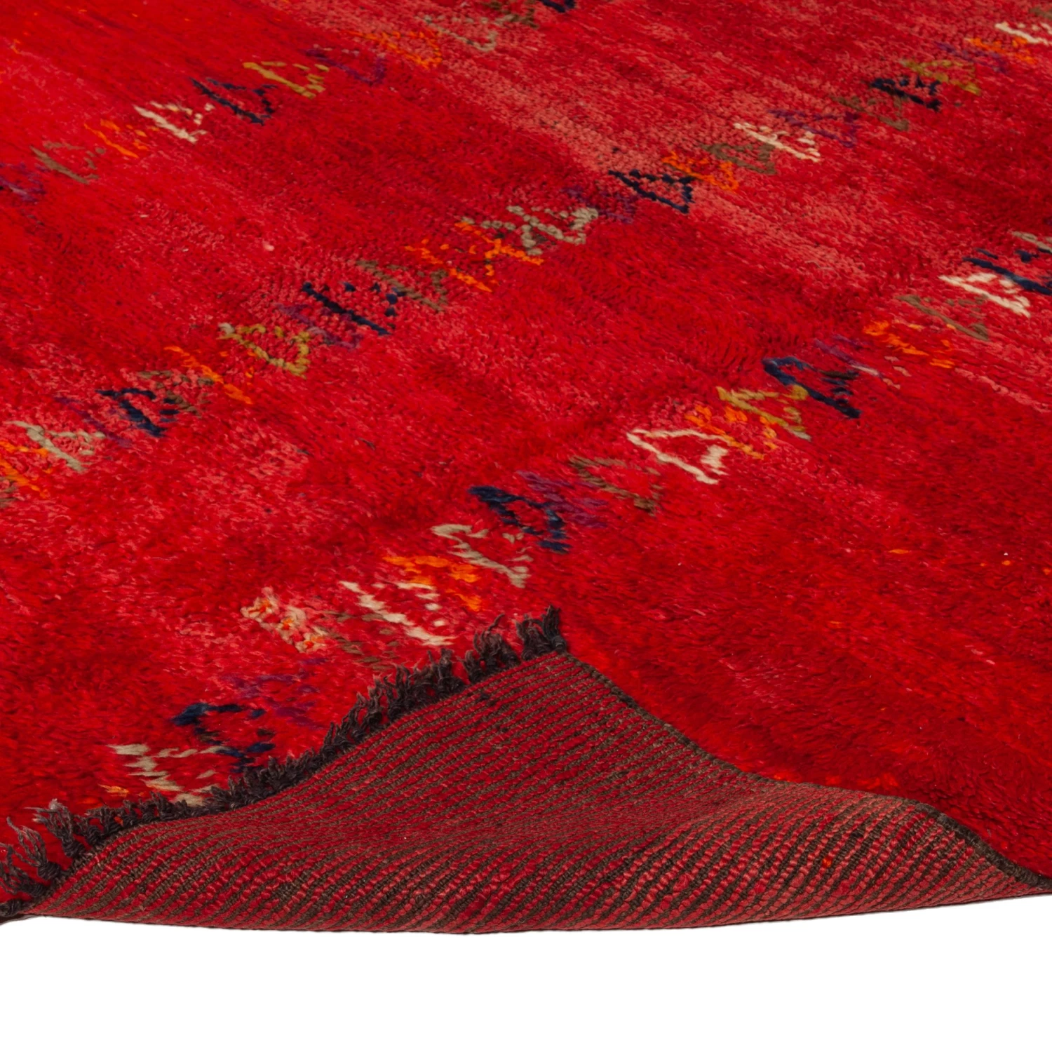 Red Moroccan Wool Rug - 6'3" X 11'10" 6 Red Moroccan Wool Rug - 6'3" X 11'10" - Image 4