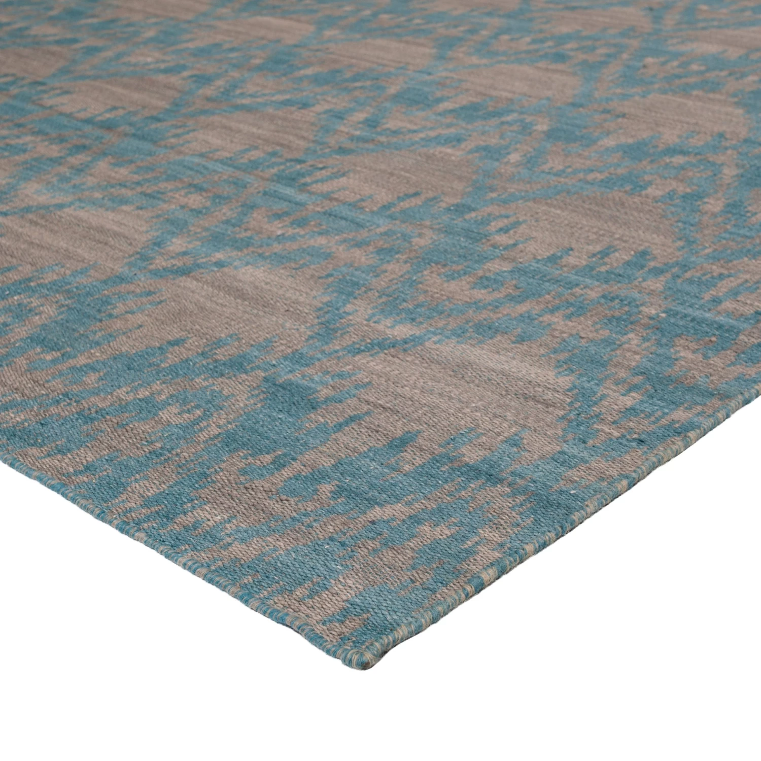 Blue Flatweave Wool Rug - 9'1" X 11'1" 5 Blue Flatweave Wool Rug - 9'1" X 11'1" - Image 3