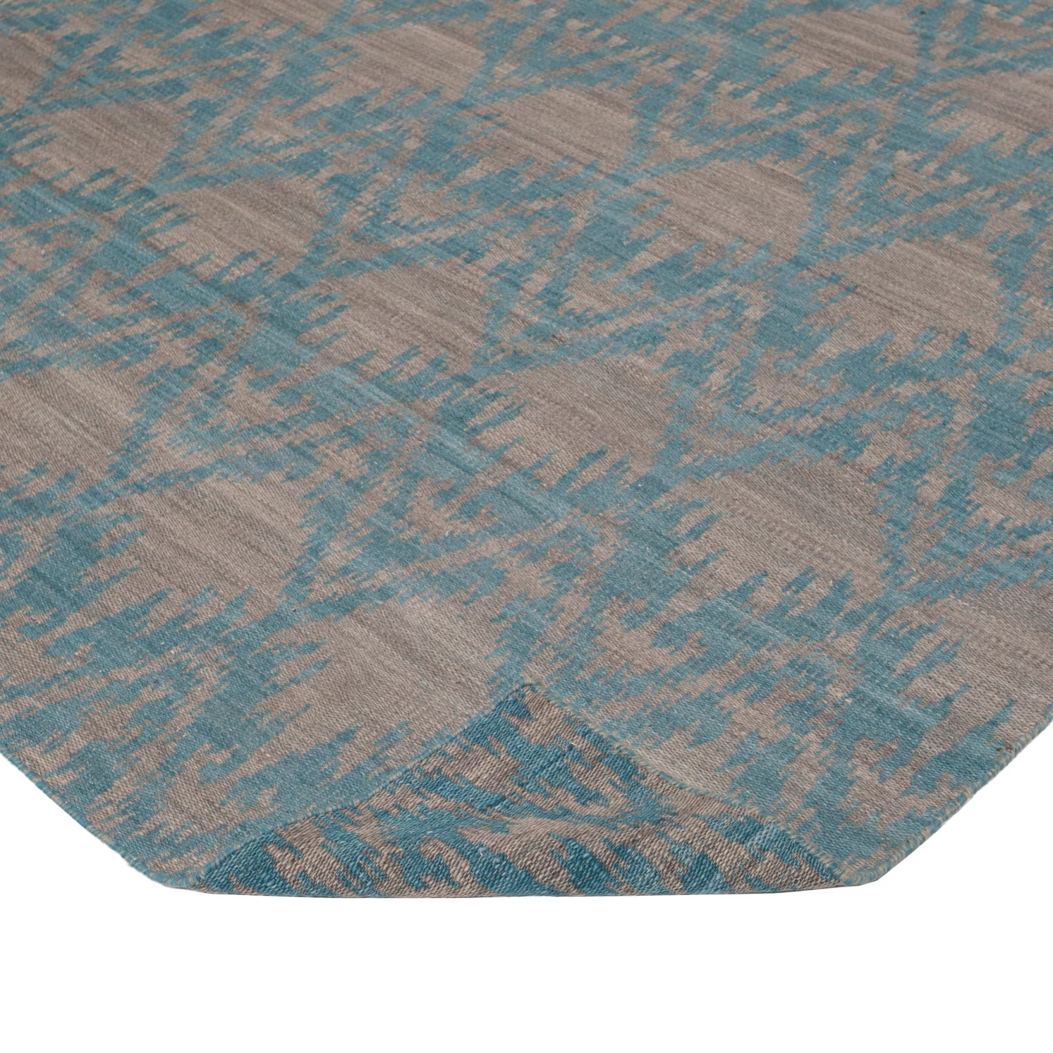 Blue Flatweave Wool Rug - 9'1" X 11'1" 6 Blue Flatweave Wool Rug - 9'1" X 11'1" - Image 4