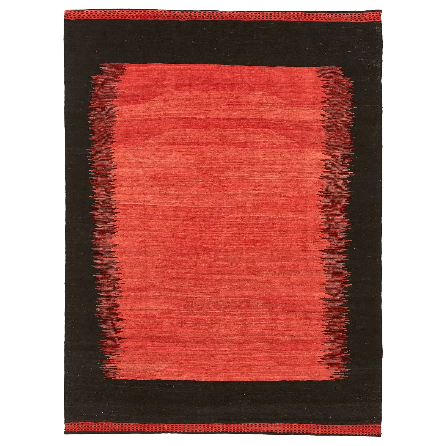 Red And Black Antique Flatweave Maza Rug - 5'9" X 7'8" 3 Red And Black Antique Flatweave Maza Rug - 5'9" X 7'8"