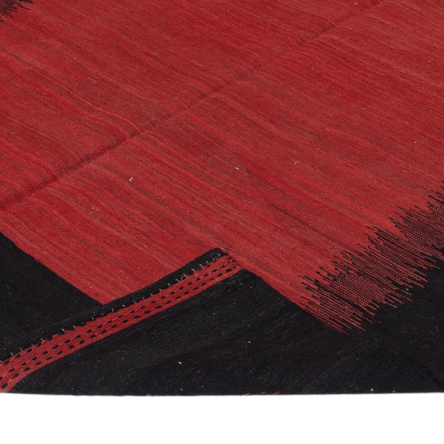 Red And Black Antique Flatweave Maza Rug - 5'9" X 7'8" 6 Red And Black Antique Flatweave Maza Rug - 5'9" X 7'8" - Image 4